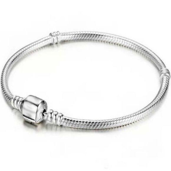 Silver charm Bracelets 3mm Snake Chain Fit Pandora Bead​ - Picture 1 of 2